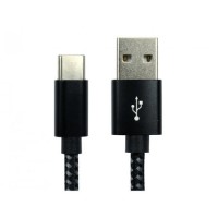 OEM 1 Meter USB-A 2.0 to USB-C Braided Cable Black