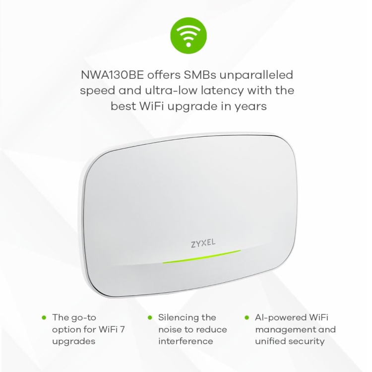 Zyxel NWA130BE Tri-Band Ceiling Mount WiFi 7 Access Point w/ NebulaFlex (10.7Gbps BE)