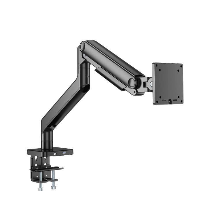 electriQ Single Premium Monitor Arm with USB A/C Ports For Up to x1 49" Screen
