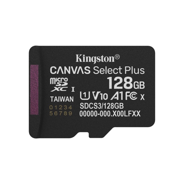 Kingston Canvas Select Plus 128GB microSDXC UHS-I Memory Card + microSD to SD adapter