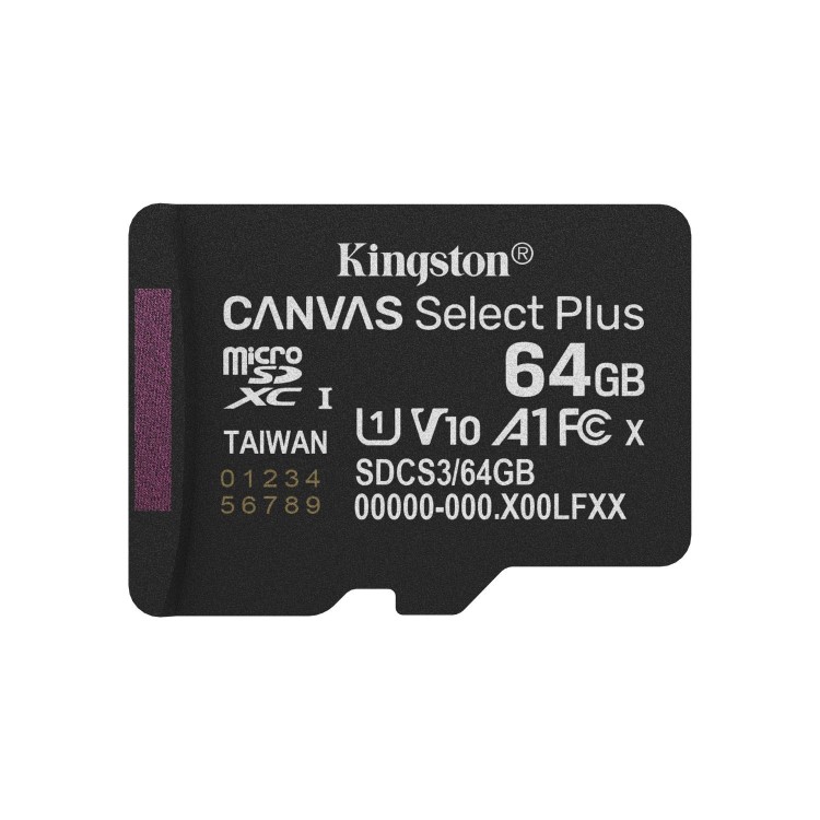 Kingston Canvas Select Plus 64GB microSDXC UHS-I Memory Card + microSD to SD adapter