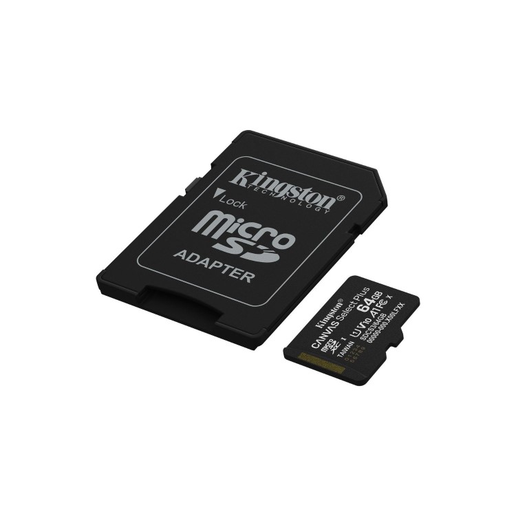 Kingston Canvas Select Plus 64GB microSDXC UHS-I Memory Card + microSD to SD adapter