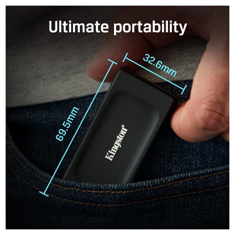 Kingston XS1000 1TB USB 3.2 Gen 2 Portable External SSD - Black