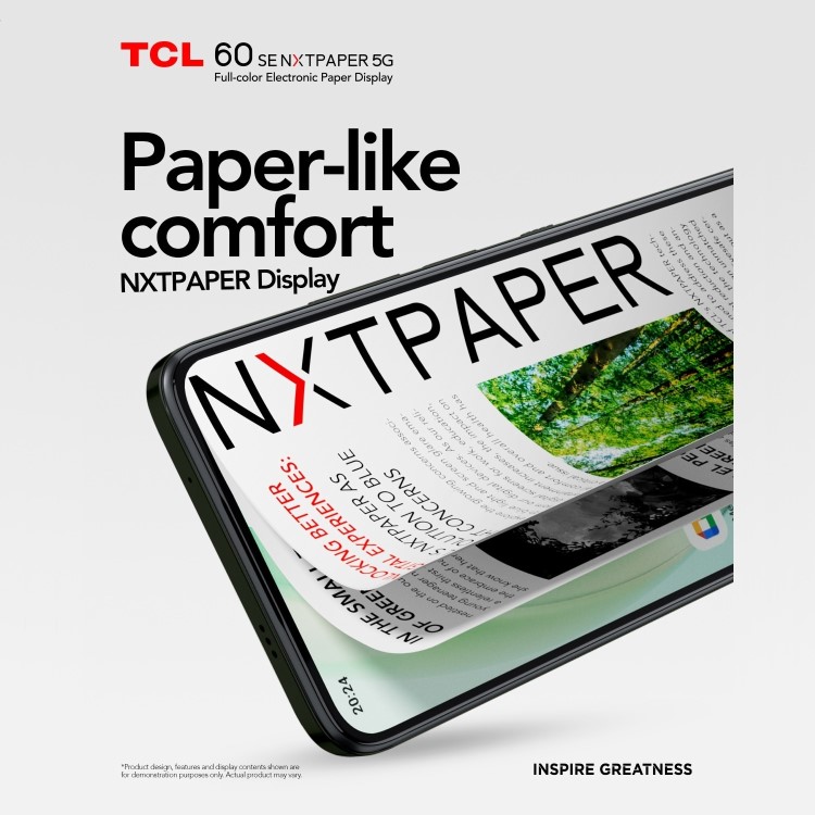 TCL 60SE NXTPAPER Space Grey 6.7" 256GB 5G Unlocked & SIM Free Smartphone