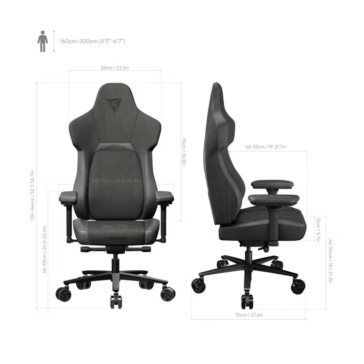 ThunderX3 CORE Fabric Gaming Chair Black