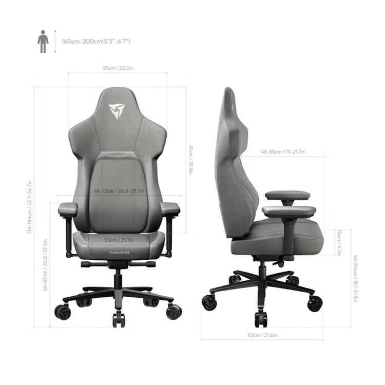 ThunderX3 CORE Fabric Gaming Chair Grey