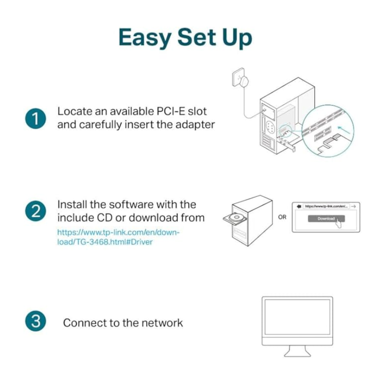 TP-Link TG-3468 10/100/1000Mbps 32-bit PCIe Gigabit Network Adapter