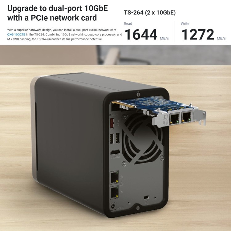 QNAP TS-264 8GB RAM with 20TB Installed Storage 2 Bay SATA Desktop NAS