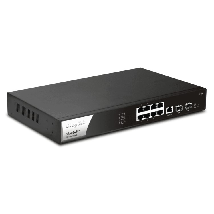 DrayTek VigorSwitch P2100 8-Port PoE+ Rack-mountable Managed Switch