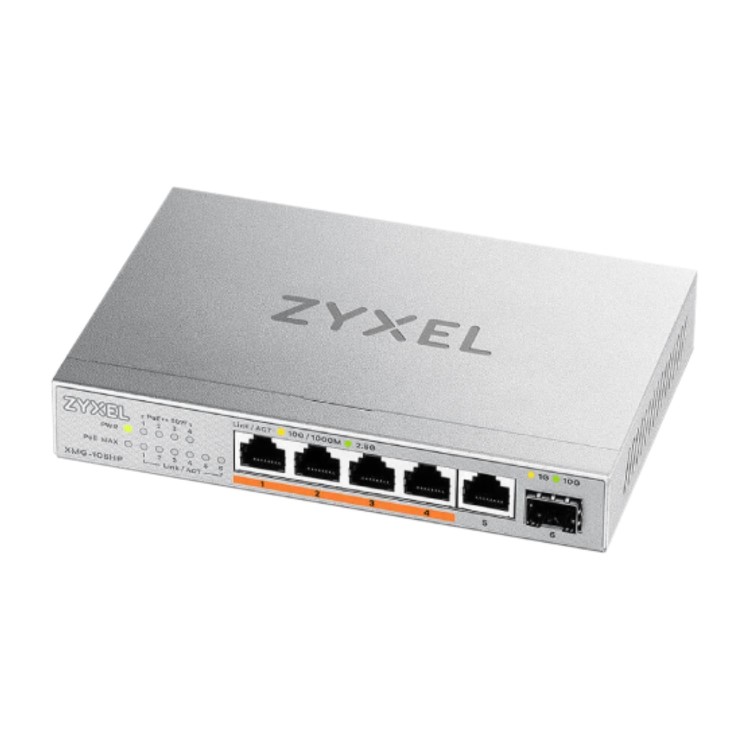 Zyxel 4 ports 70W total PoE++ Desktop MultiGig Unmanaged Switch