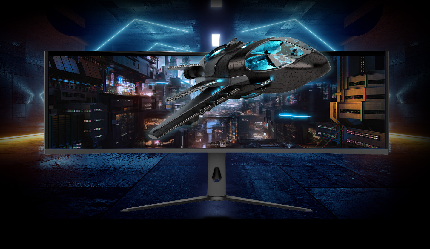electriQ eiq-49CVDQHD240VAPDKVM 49 Ultrawide Curved Dual QHD 240Hz USB-C Gaming Monitor.