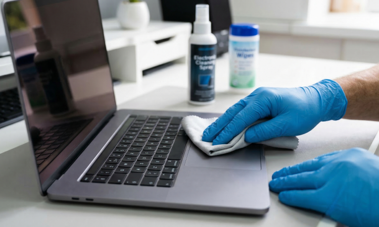 Sanitising laptop casing